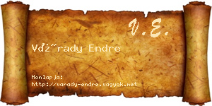 Várady Endre névjegykártya