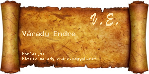 Várady Endre névjegykártya